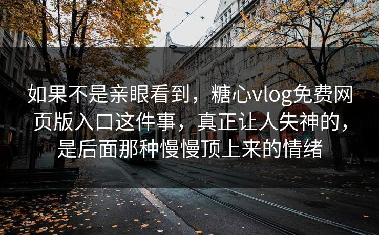 如果不是亲眼看到，糖心vlog免费网页版入口这件事，真正让人失神的，是后面那种慢慢顶上来的情绪