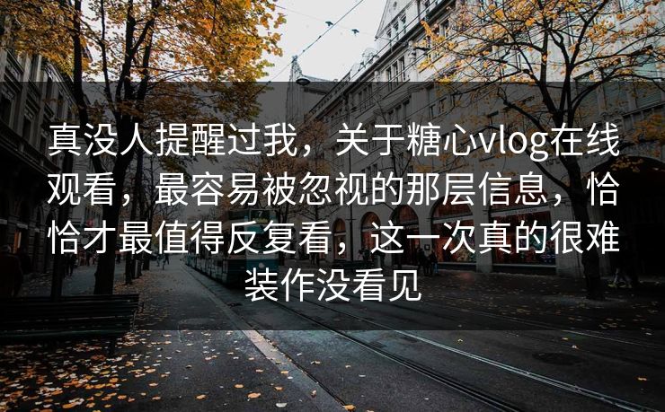 真没人提醒过我，关于糖心vlog在线观看，最容易被忽视的那层信息，恰恰才最值得反复看，这一次真的很难装作没看见
