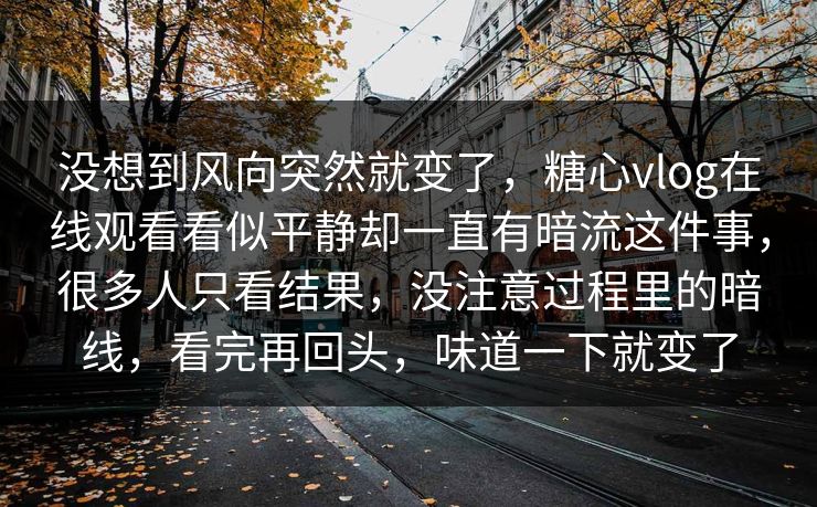 没想到风向突然就变了，糖心vlog在线观看看似平静却一直有暗流这件事，很多人只看结果，没注意过程里的暗线，看完再回头，味道一下就变了