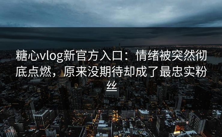 糖心vlog新官方入口：情绪被突然彻底点燃，原来没期待却成了最忠实粉丝