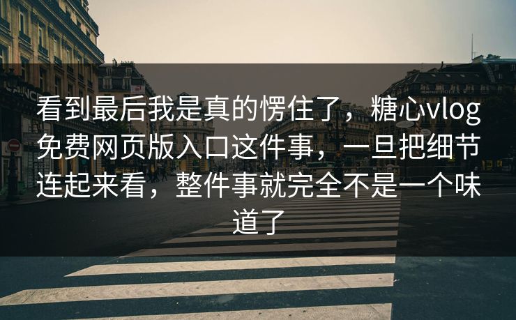 看到最后我是真的愣住了，糖心vlog免费网页版入口这件事，一旦把细节连起来看，整件事就完全不是一个味道了