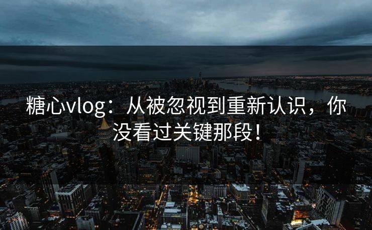 糖心vlog：从被忽视到重新认识，你没看过关键那段！