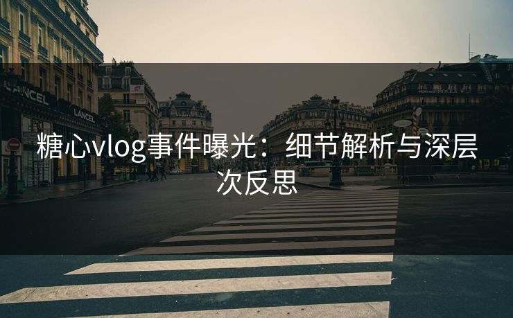 糖心vlog事件曝光:细节解析与深层次反思 糖心vlog事件曝光:细节解析与深层次反思
