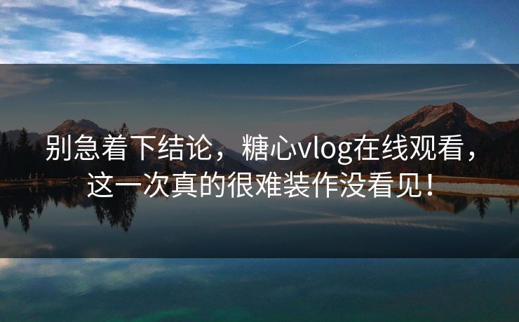 别急着下结论，糖心vlog在线观看，这一次真的很难装作没看见！