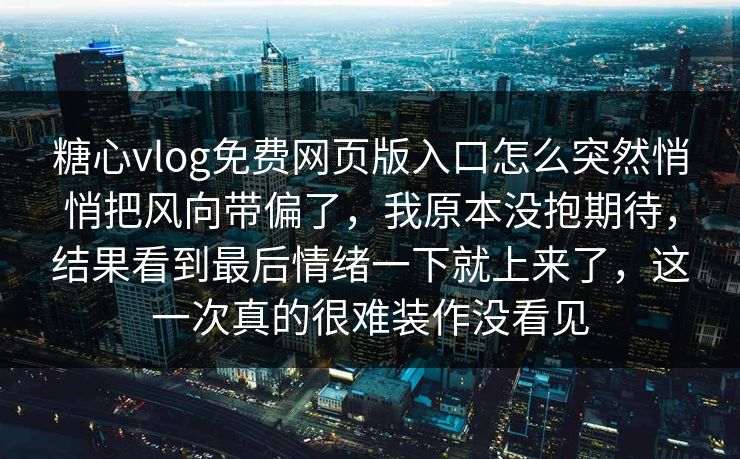 糖心vlog免费网页版入口怎么突然悄悄把风向带偏了，我原本没抱期待，结果看到最后情绪一下就上来了，这一次真的很难装作没看见