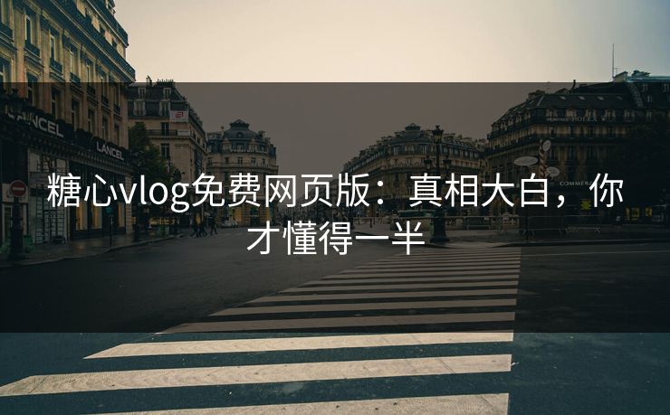 糖心vlog免费网页版：真相大白，你才懂得一半