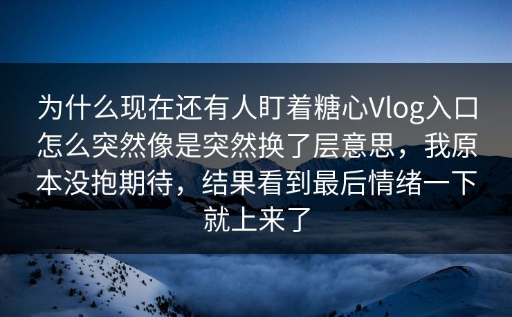 为什么现在还有人盯着糖心Vlog入口怎么突然像是突然换了层意思，我原本没抱期待，结果看到最后情绪一下就上来了