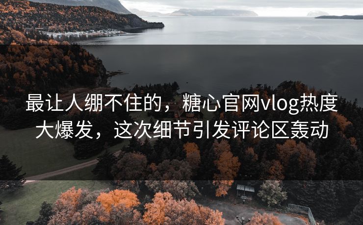 最让人绷不住的，糖心官网vlog热度大爆发，这次细节引发评论区轰动