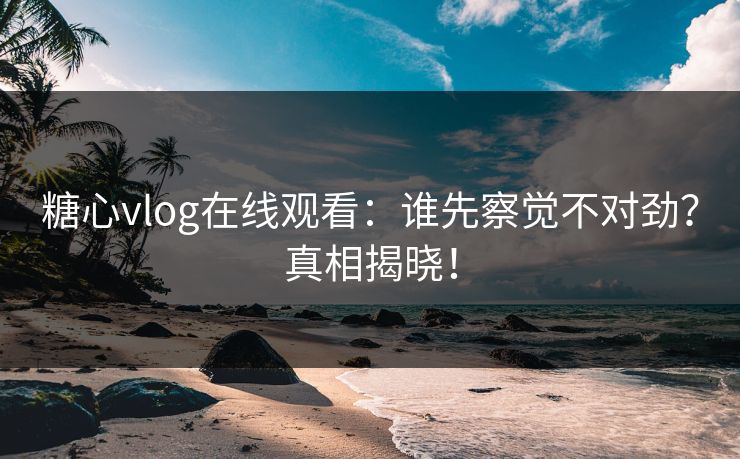 糖心vlog在线观看：谁先察觉不对劲？真相揭晓！