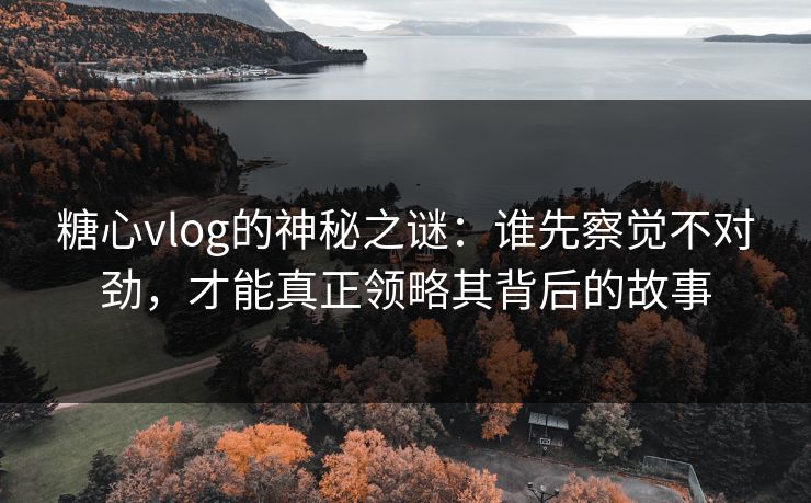 糖心vlog的神秘之谜：谁先察觉不对劲，才能真正领略其背后的故事