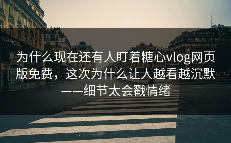 为什么现在还有人盯着糖心vlog网页版免费，这次为什么让人越看越沉默——细节太会戳情绪