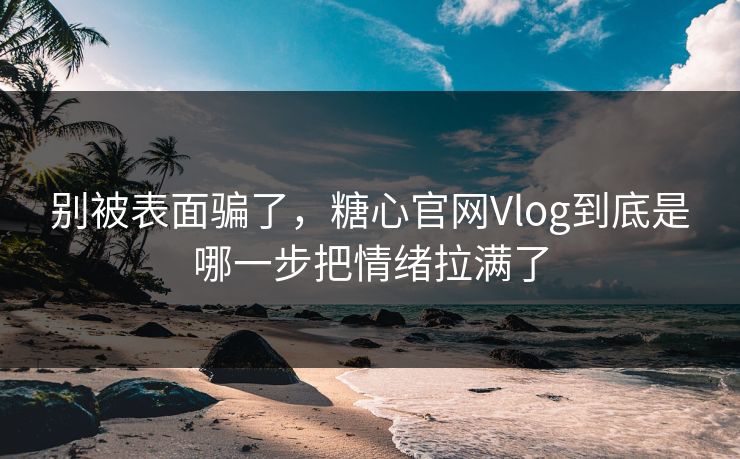 别被表面骗了，糖心官网Vlog到底是哪一步把情绪拉满了