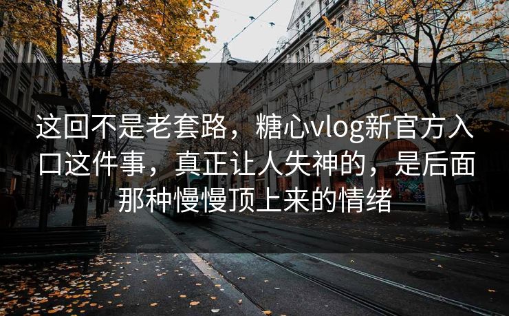 这回不是老套路，糖心vlog新官方入口这件事，真正让人失神的，是后面那种慢慢顶上来的情绪